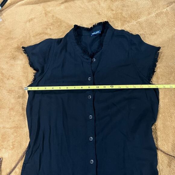 Splendid Jumpsuit Black Ruffle Fringe Button Pocket Belt Wide Leg Small - Picture 3 of 7